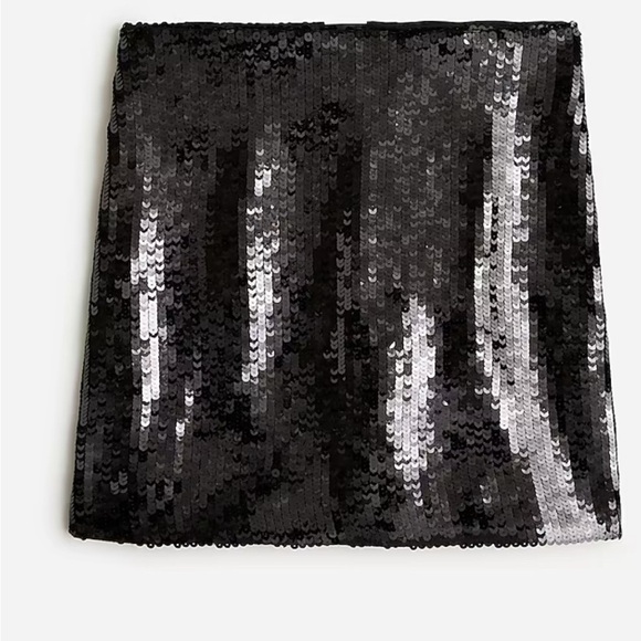 NWT J Crew Black Sequin Lined Zip Back Mini Skirt 20 - Picture 1 of 7